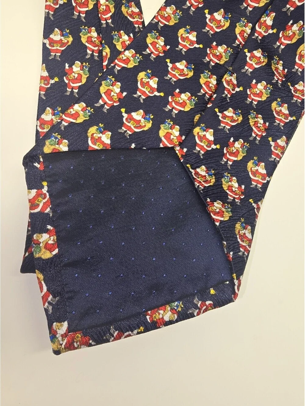 Kolte Men's Necktie 100% Silk Navy Blue Santa Made in Italy